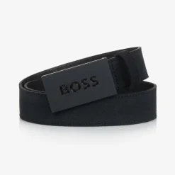 Boys Navy Blue Suede Leather Belt
