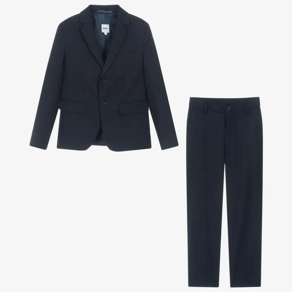 Boys Navy Blue Twill Suit