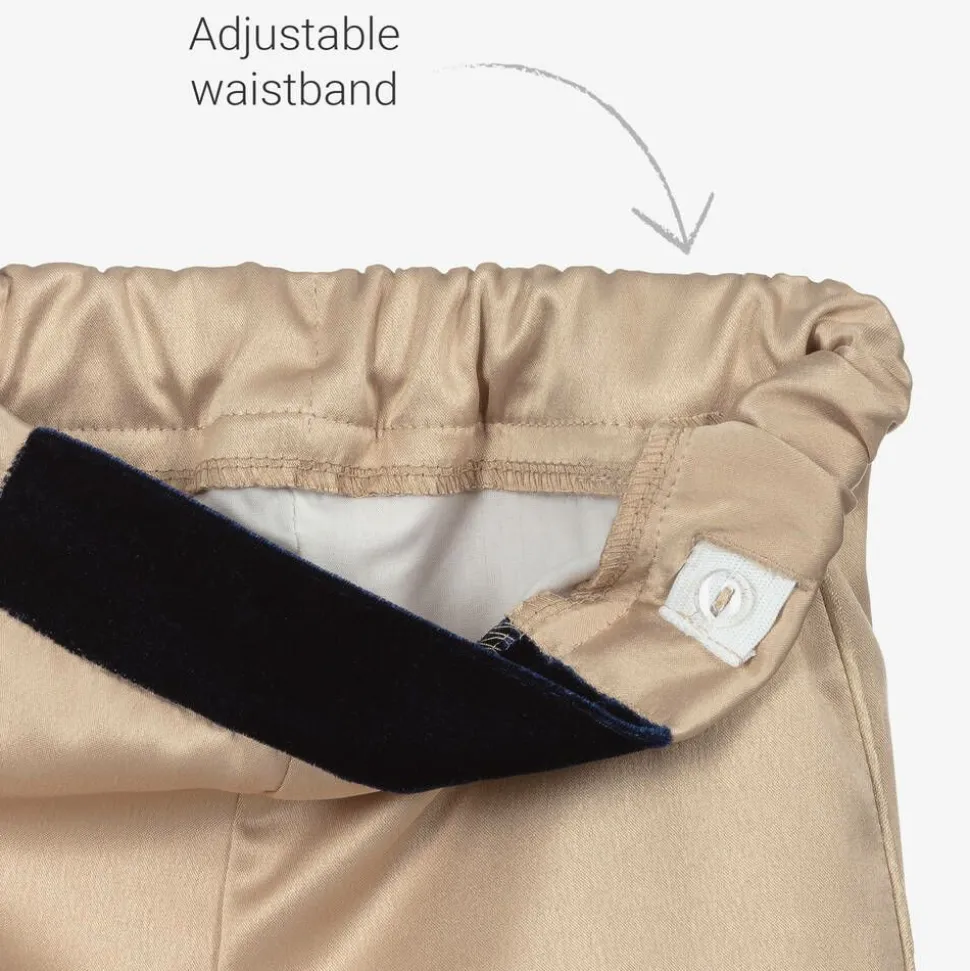 Boys Navy Blue Velvet & Satin Suit