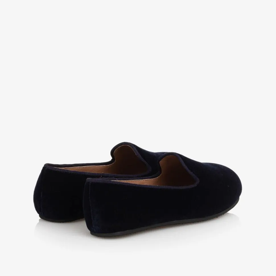 Boys Navy Blue Velvet Loafers