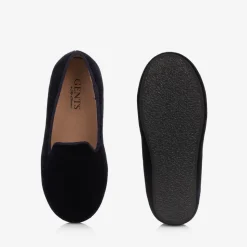 Boys Navy Blue Velvet Loafers