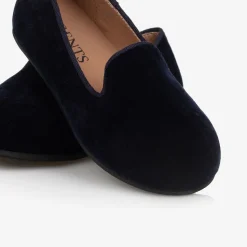 Boys Navy Blue Velvet Loafers