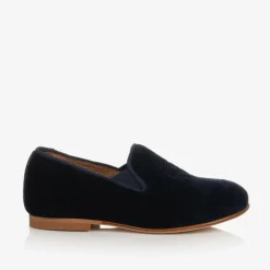 Boys Navy Blue Velvet Loafers