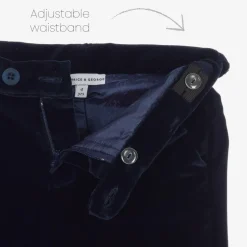 Boys Navy Blue Velvet Waistcoat Suit