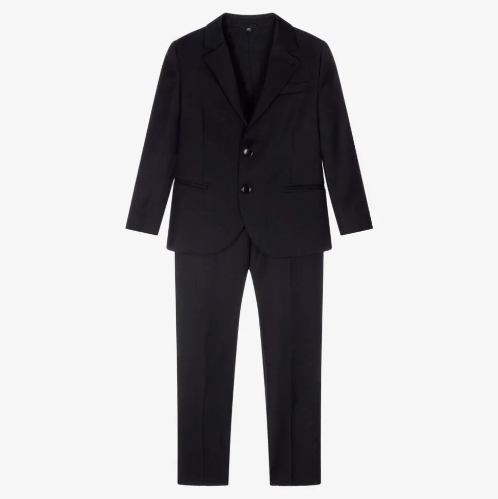 Boys Navy Blue Wool Single-Breasted Suit
