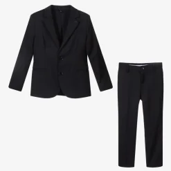 Boys Navy Blue Wool Single-Breasted Suit