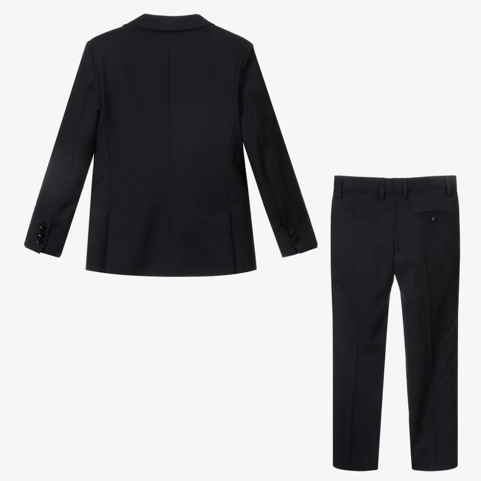 Boys Navy Blue Wool Single-Breasted Suit