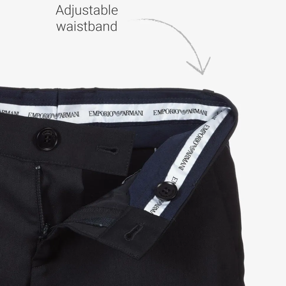 Boys Navy Blue Wool Single-Breasted Suit