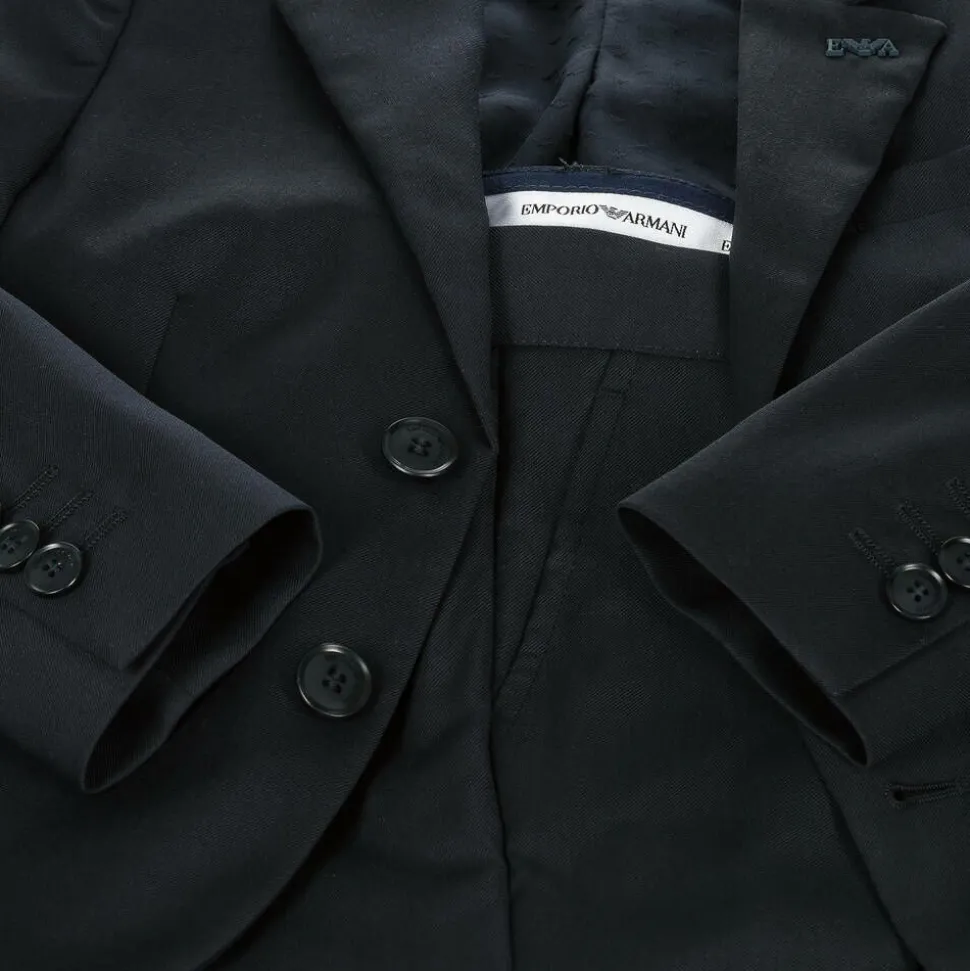 Boys Navy Blue Wool Single-Breasted Suit