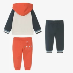 Boys Orange & Blue Cotton Robot Tracksuit Set