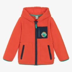 Boys Orange Fleece Zip-Up Top