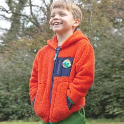 Boys Orange Fleece Zip-Up Top