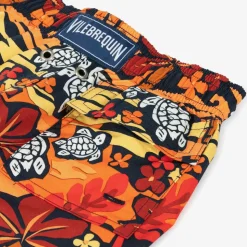 Boys Orange Tropical Print Swim Shorts