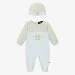 Boys Pale Blue Cotton Babysuit Set