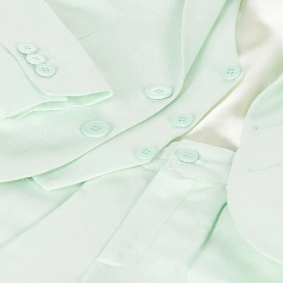 Boys Pale Green Linen & Cotton Shorts Suit