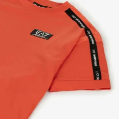 Boys Red Cotton EA7 Logo T-Shirt