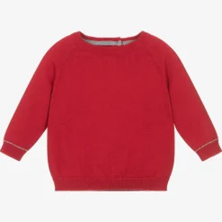 Boys Red Cotton Knitted Sweater
