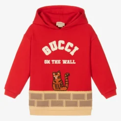 Boys Red Cotton Logo Hoodie