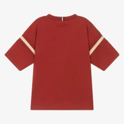Boys Red Cotton Varsity Logo T-Shirt