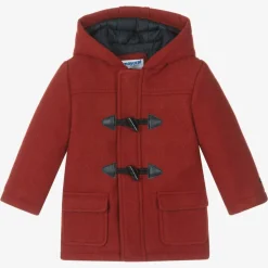 Boys Red Hooded Duffle Coat