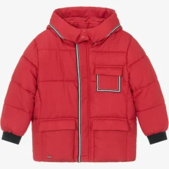 Boys Red Hooded Puffer Coat