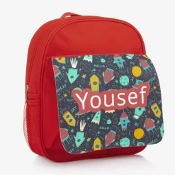 Boys Red Personalised Rocket Backpack (30cm)