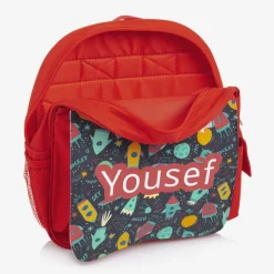 Boys Red Personalised Rocket Backpack (30cm)