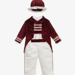 Boys Red Satin & Velvet Suit