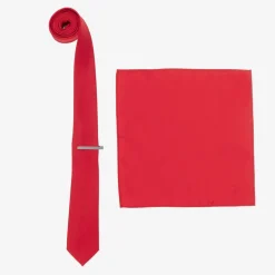 Boys Red Satin Tie Set