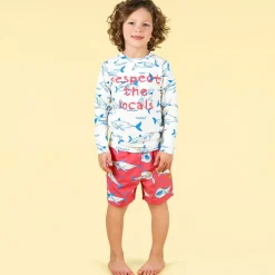 Boys Red Sharks Swim Shorts