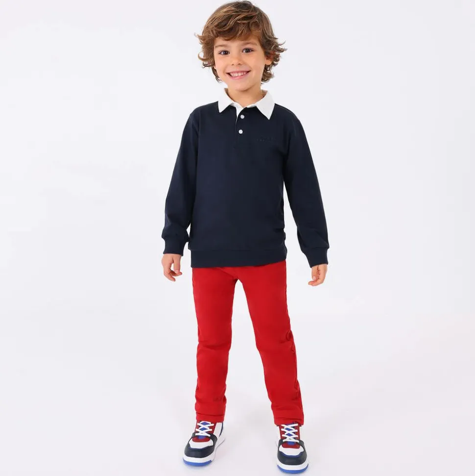 Boys Red Slim Fit Chino Trousers