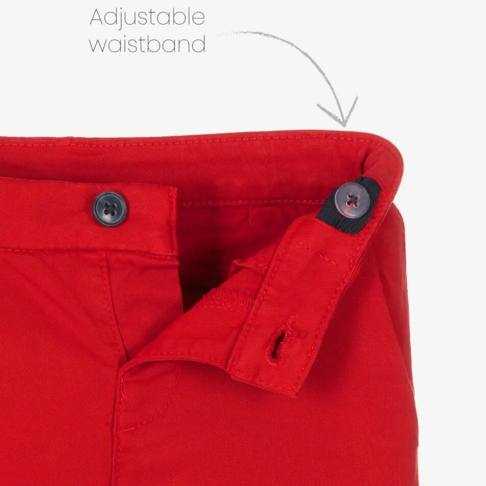 Boys Red Slim Fit Chino Trousers