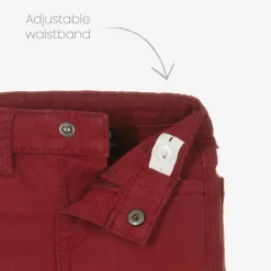 Boys Red Slim Fit Cotton Trousers