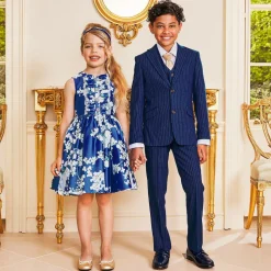 Boys Royal Blue Pinstripe Suit