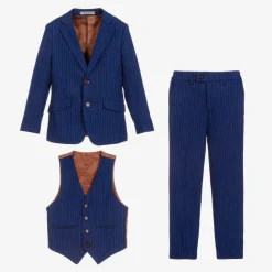 Boys Royal Blue Pinstripe Suit