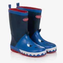 Boys Royal Blue Shark Rain Boots