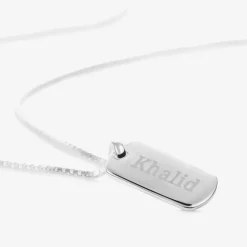 Boys Silver Personalised Tag Necklace (38cm)