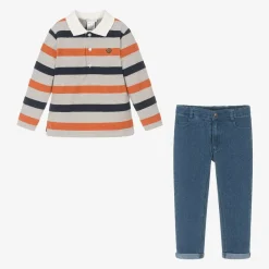 Boys Striped Top & Blue Jeans Set