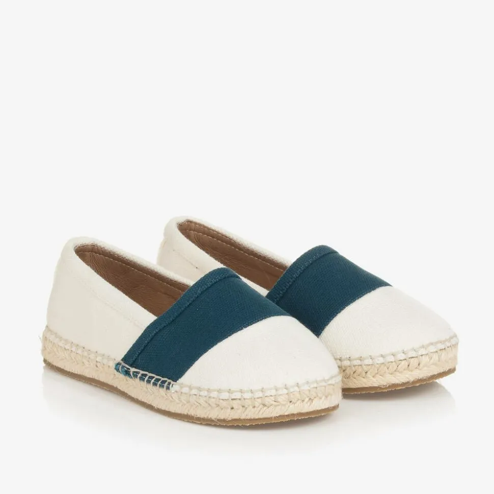 Boys White & Blue Canvas Espadrilles