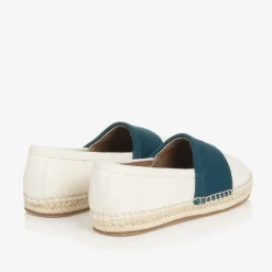 Boys White & Blue Canvas Espadrilles