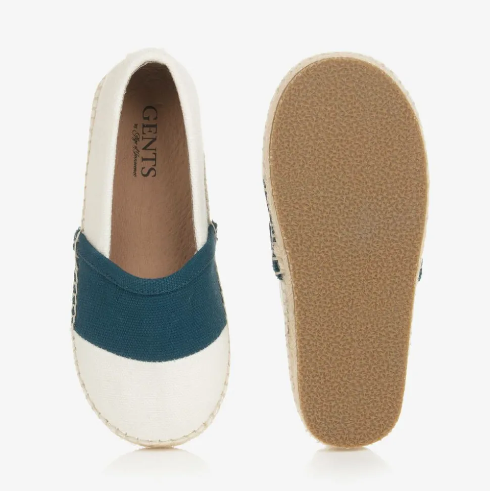 Boys White & Blue Canvas Espadrilles