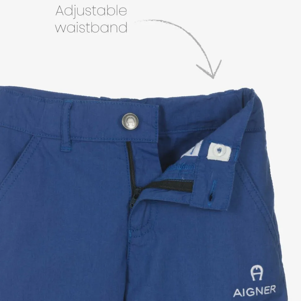 Boys White & Blue Cotton Shorts Set