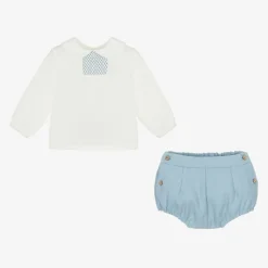 Boys White & Blue Shorts Set