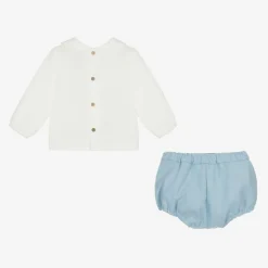 Boys White & Blue Shorts Set