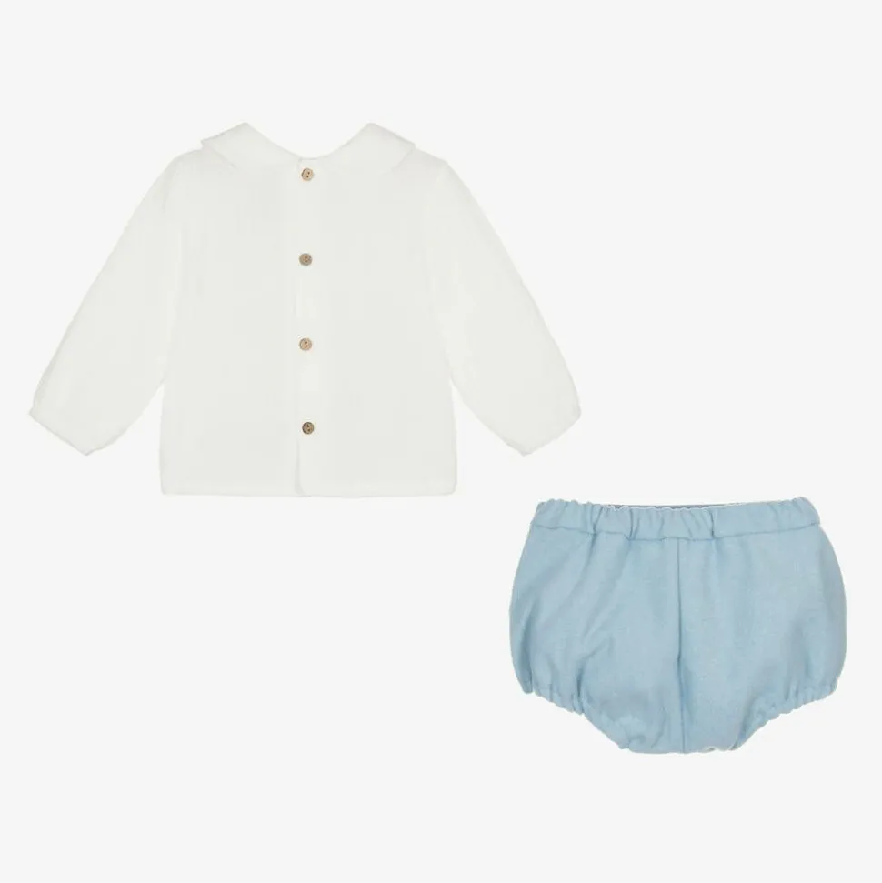 Boys White & Blue Shorts Set
