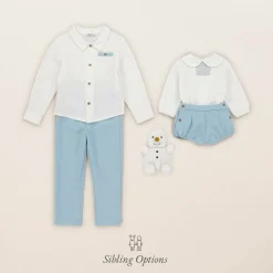 Boys White & Blue Shorts Set