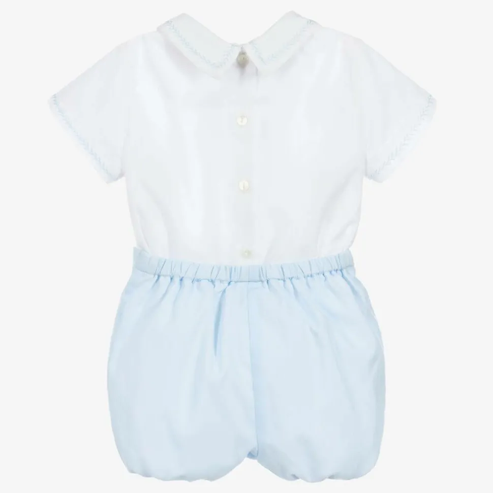 Boys White & Blue Shorts Set