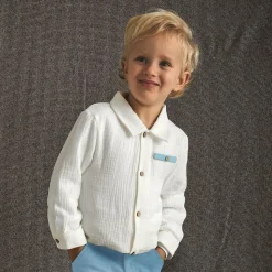 Boys White & Blue Trouser Set