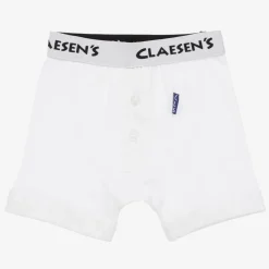 Boys White Cotton Boxer Shorts (2 Pack)