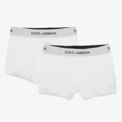 Boys White Cotton Boxers (2 Pack)